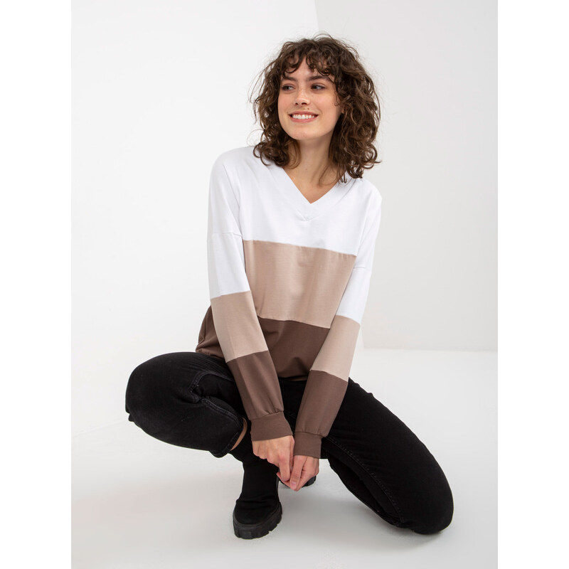 RUE PARIS Sweatshirt-RV-BL-8328.65P-white-brown 64787466
