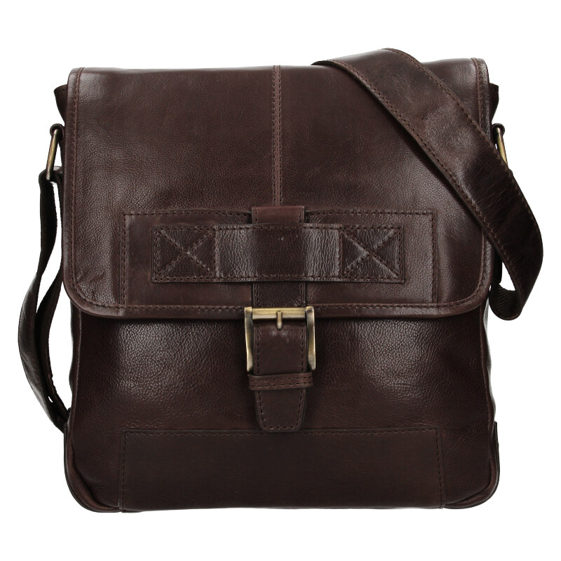 Lagen Pánska kožená taška cez rameno 22089/C tm. hnedá 47271815