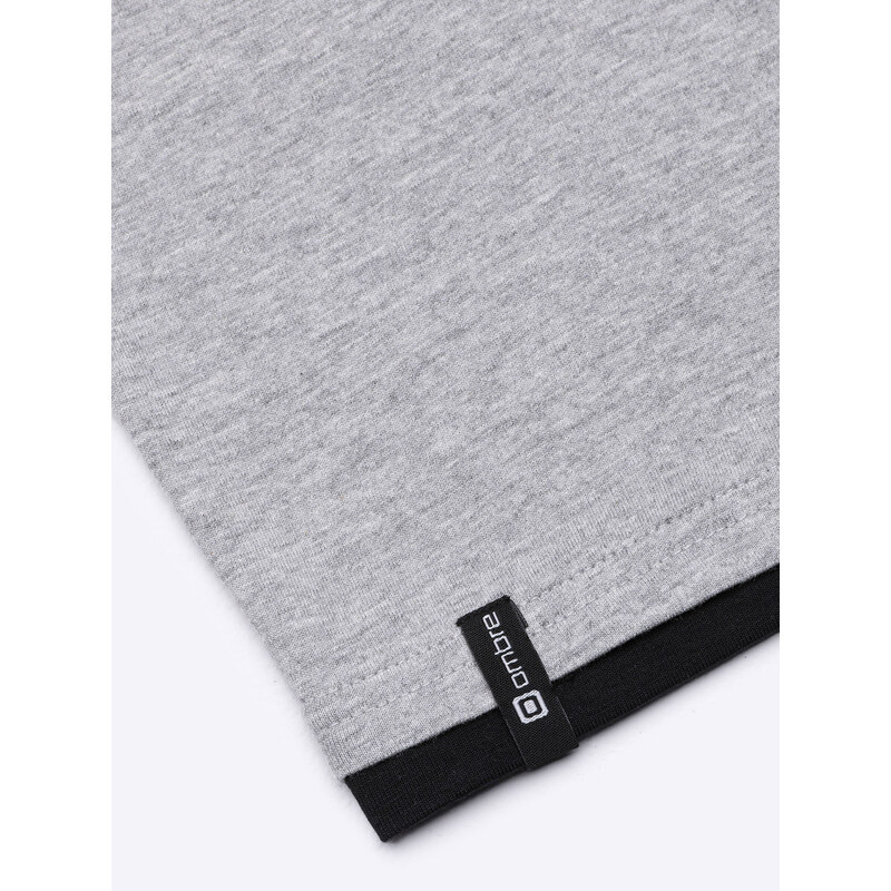 Ombre Clothing Pánske tričko s kapucňou - žíhano šedá S1376