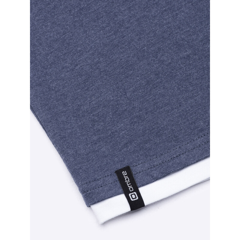 Ombre Clothing Pánske tričko s kapucňou - nebesko modrá šedá S1376
