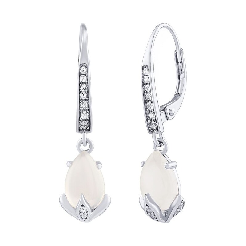 Silvego Strieborné náušnice Clarissa s mesačným kameňom a Brilliance 66593788