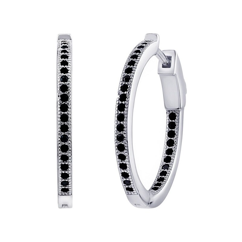 Silvego Strieborné kruhové náušnice MILLA 22 mm s čiernymi Brilliance 66588464