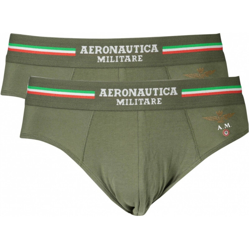 AERONAUTICA MILITARE Pánske Slipy 2 Pack Zelené Zelená M 37332524