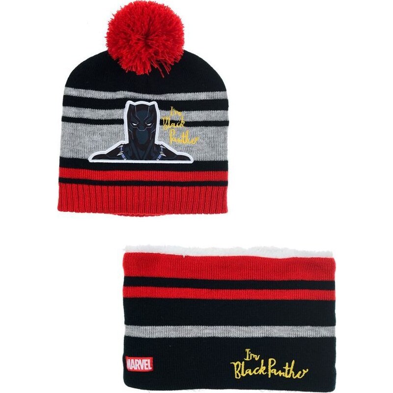 AVENGERS Pruhovaný set čiapky a nákrčníka Black Panther 37335715