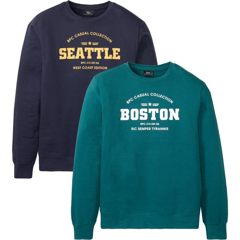 bonprix Mikina (2 ks) z čistej bio bavlny, farba modrá 47897642