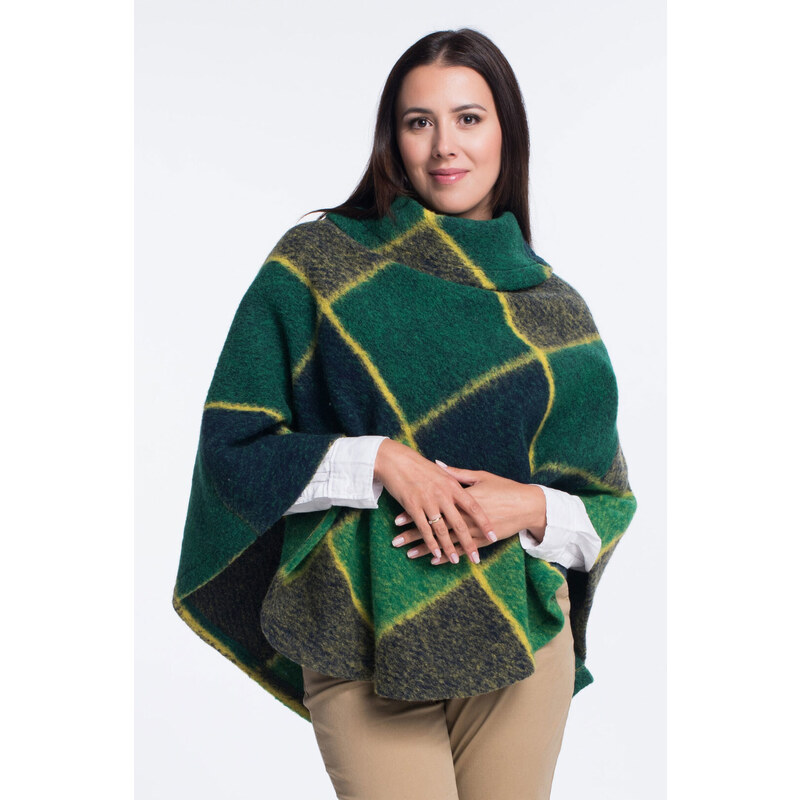 Glara Vlnené vzorované pončo 37377910