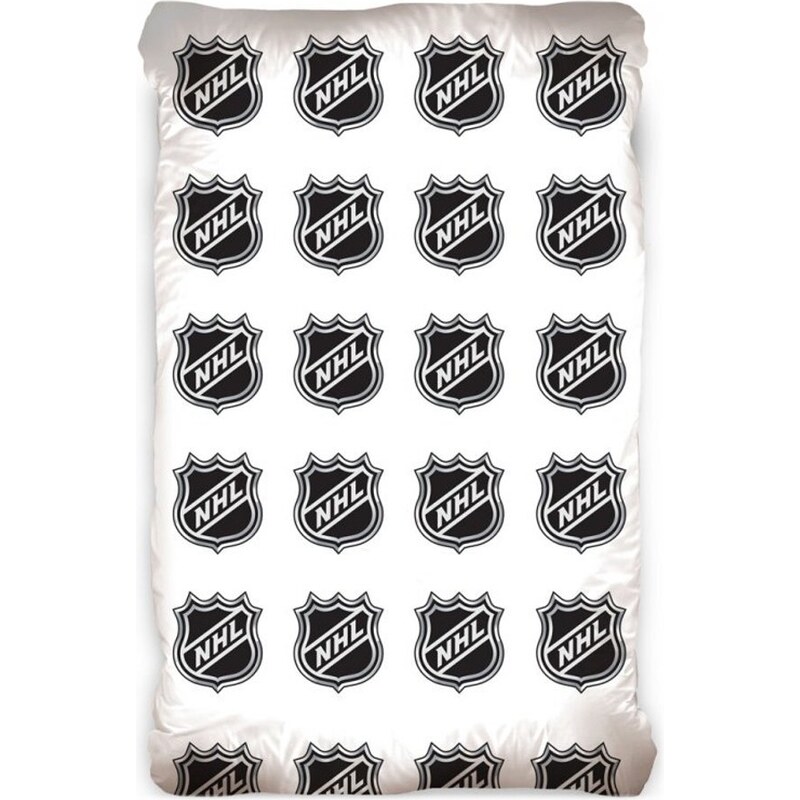 TipTrade (CZ) Hokejové prestieradlo na jednolôžko National Hockey League - NHL - biele - 90 x 200 + 25 cm