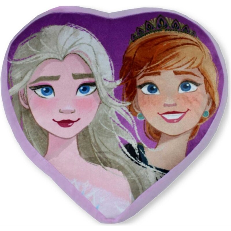 Setino Vankúš v tvare srdca Ľadové kráľovstvo - Frozen - motív Anna a Elsa - 36 x 36 cm