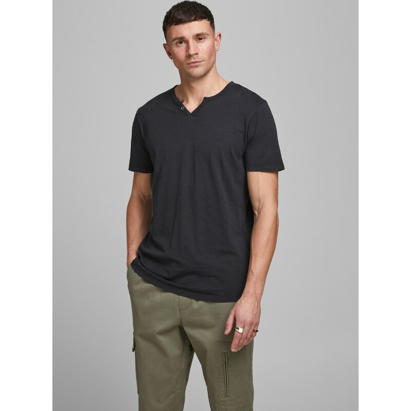 Čierne tričko s gombíkmi Jack & Jones Esplit 66817243