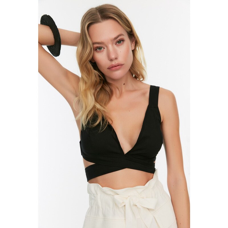 Trendyol Black Low-Cut Beach Blouse 50635005