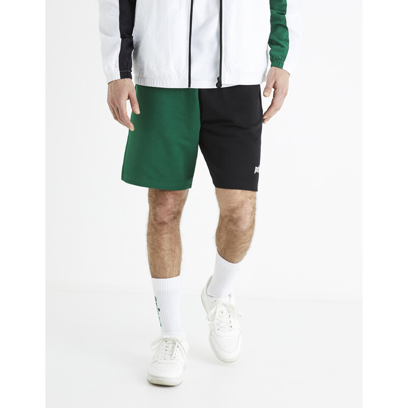 Čierno-zelené pánske teplákové šortky Celio Prince 50502667