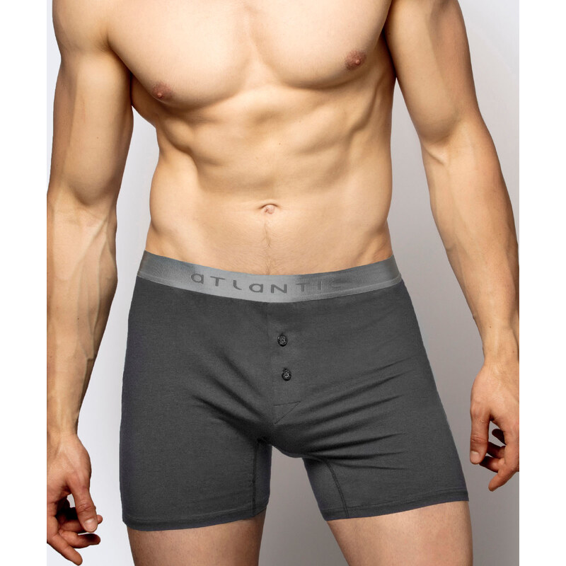 Pánske klasické boxerky s gombíkmi ATLANTIC - tmavošedé 50677898