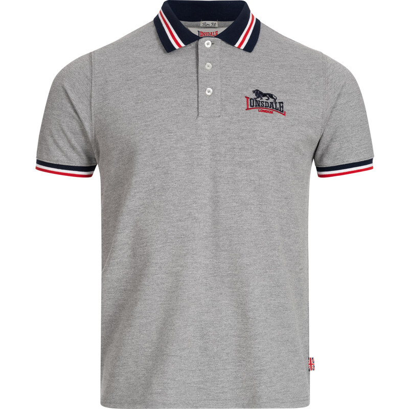 Pánske tričko s golierom Lonsdale Marl Grey 36012652