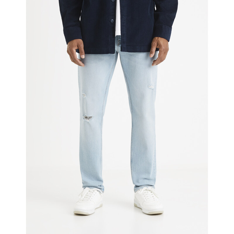 Svetlomodré pánske straight fit rifle s potrhaným efektom Celio 67518697