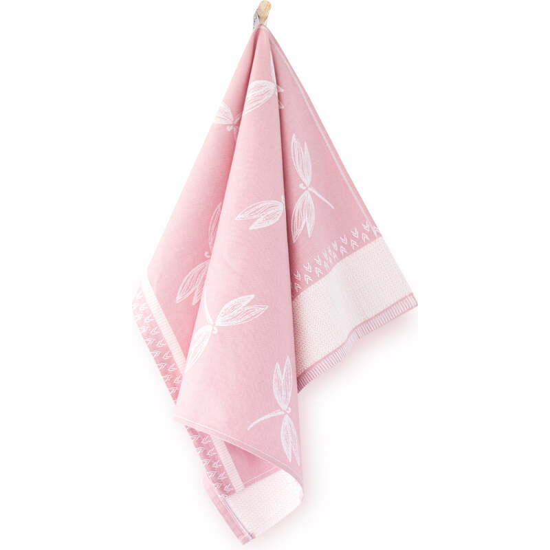 Zwoltex Unisex's Dish Towel Ważki Pink/Pattern