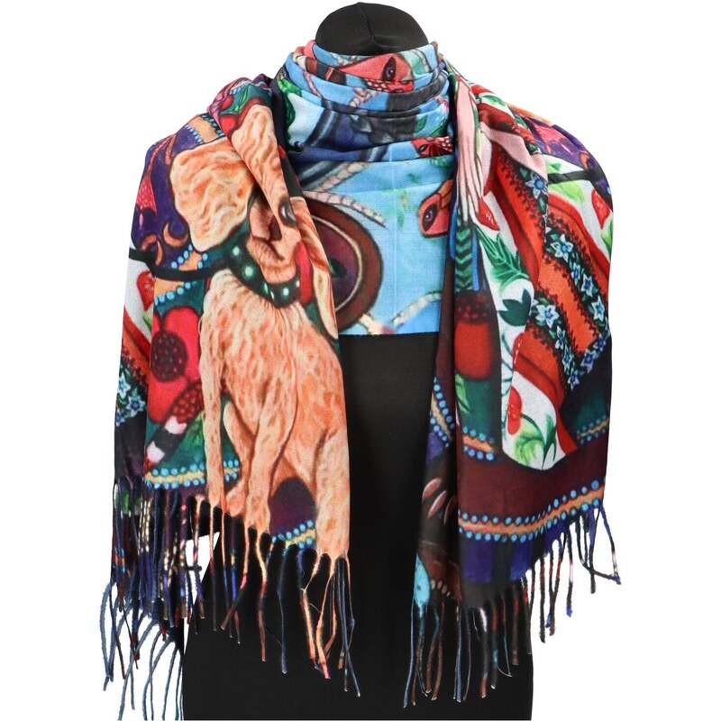 CASHMERE Štýlový dámsky zimný šál Rova, slávne obrazy 12 67121213