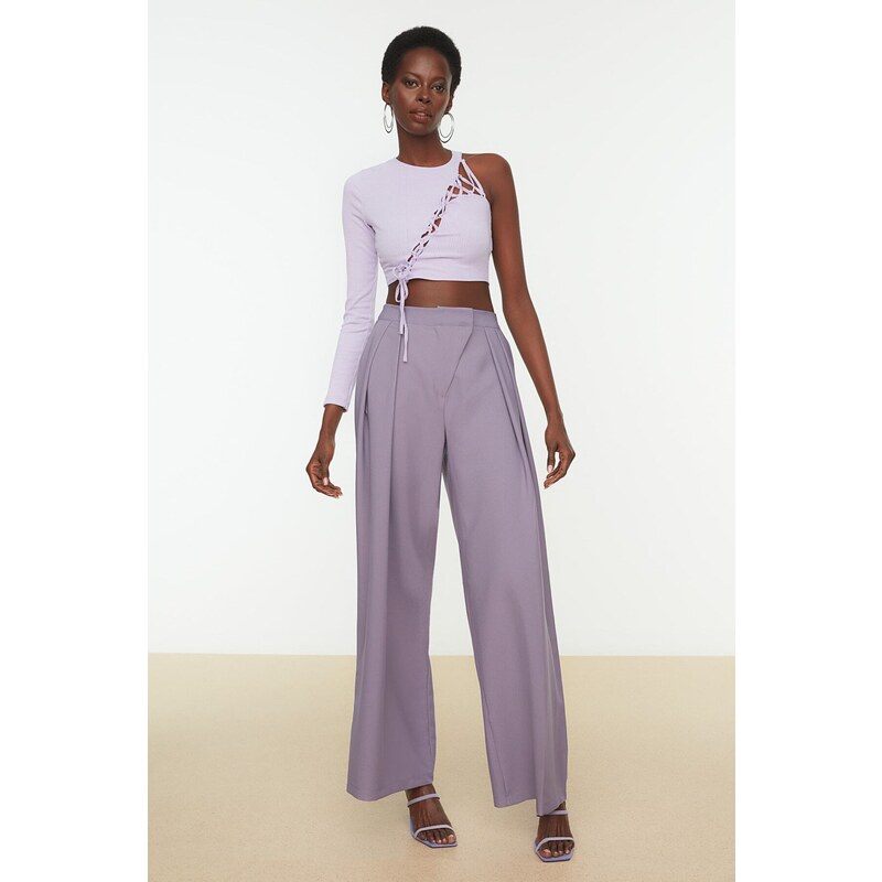 Trendyol Lila Golier Detailné Pletený Bustier 50570144