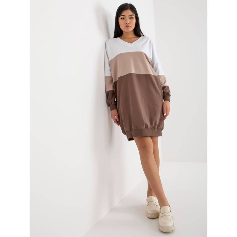 RUE PARIS Dress-RV-SK-8382.31-white-brown 64685604