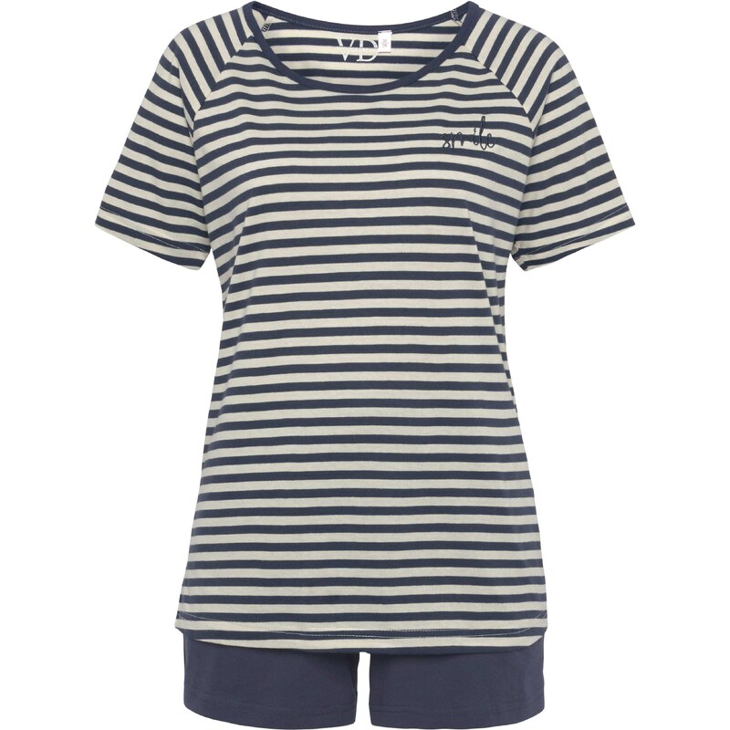 VIVANCE Pyžamo Dreams námornícka modrá / biela ako vlna 54242131