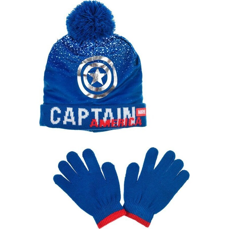 AVENGERS Modrý chlapčenský set čiapky a rukavíc - Captain America 37499746