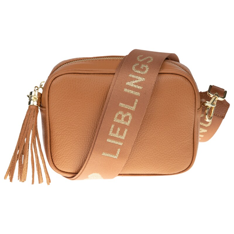 Camel kožená talianska crossbody kabelka Bala Camel s prídavným pruhom 37505002