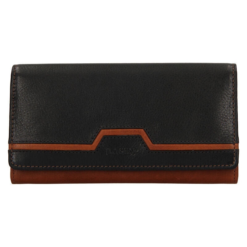 Dámska kožená peňaženka Lagen BLC/4787/720 Cognac/black 37505255