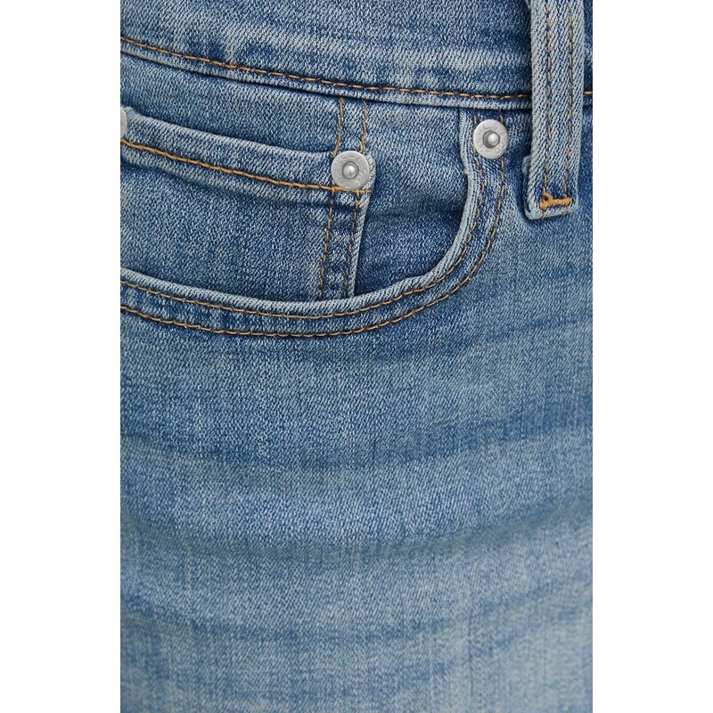 Rifľové krátke nohavice Levi's dámske, jednofarebné, stredne vysoký pás