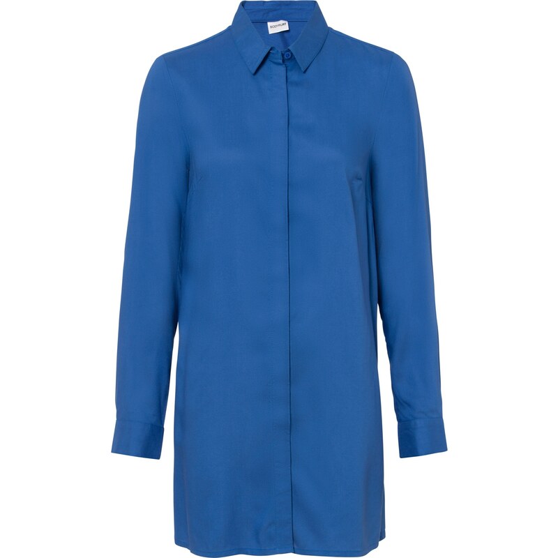 bonprix Dlhá blúzka s rozparkom, z padavej viskózy, farba modrá 48536763