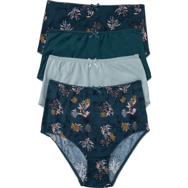 bonprix Vysoké nohavičky (4 ks) bio bavlna, farba modrá 45250286