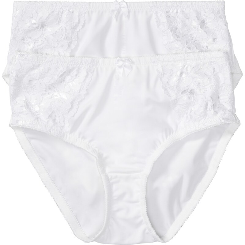 bonprix Maxi nohavičky (2 ks), s jemnou čipkou, farba biela 45054330