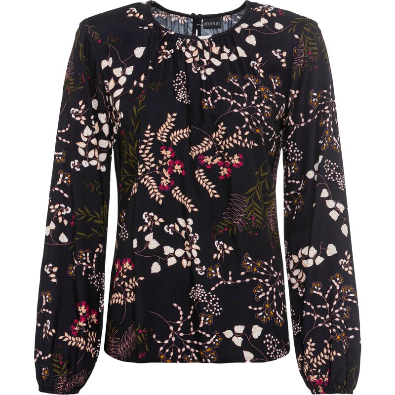 bonprix Potlačená blúzka z udržateľnej viskózy, farba čierna 44793695