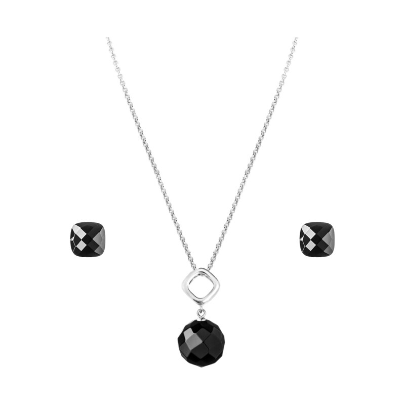 Gaura Pearls Stříbrná souprava šperků s černým onyxem Danielle, stříbro 925/1000