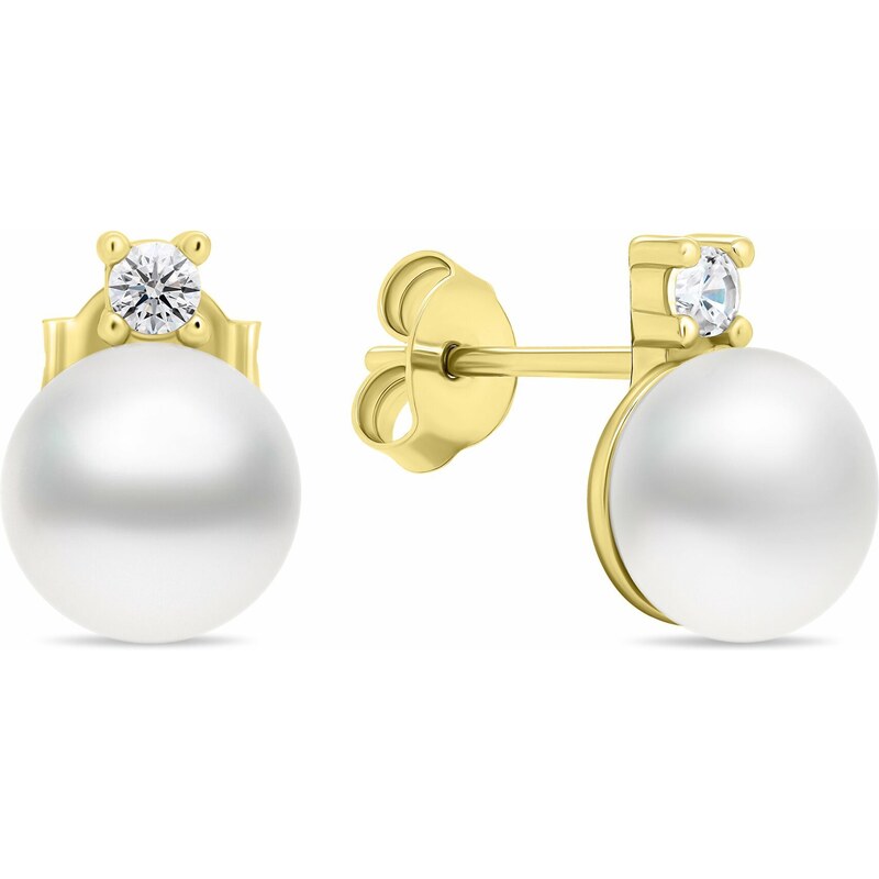 Brilio Silver Elegantné pozlátené náušnice s pravými perlami EA597Y 66583009