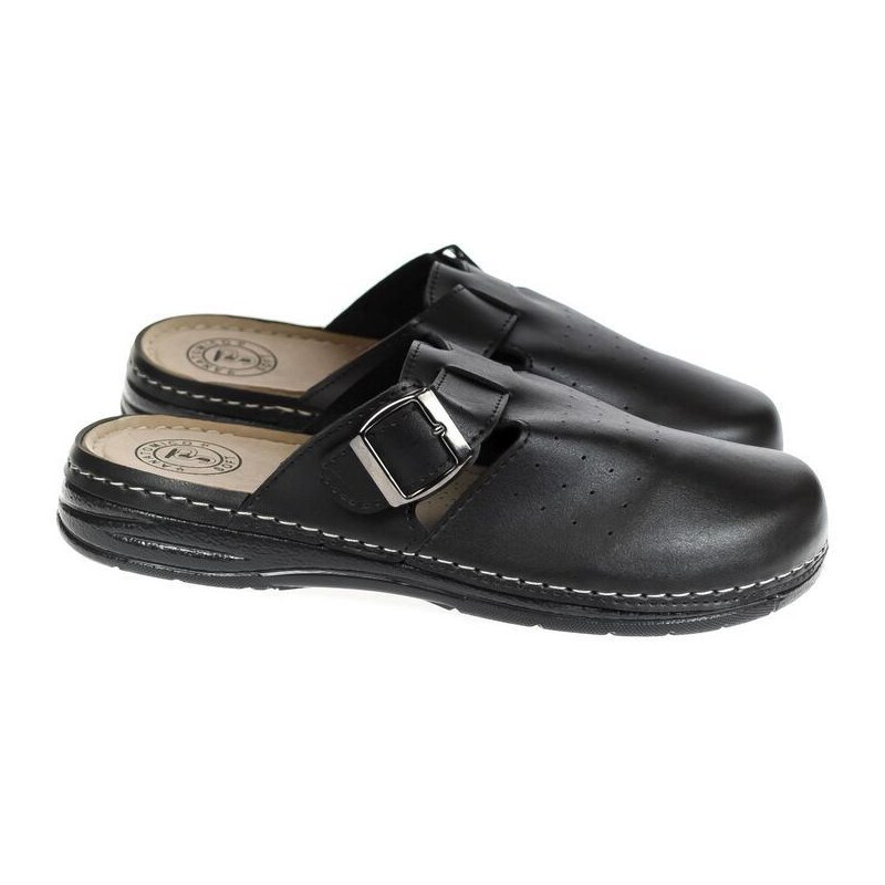 JOHN-C Pánske čierne klinové šľapky VILO 37627034