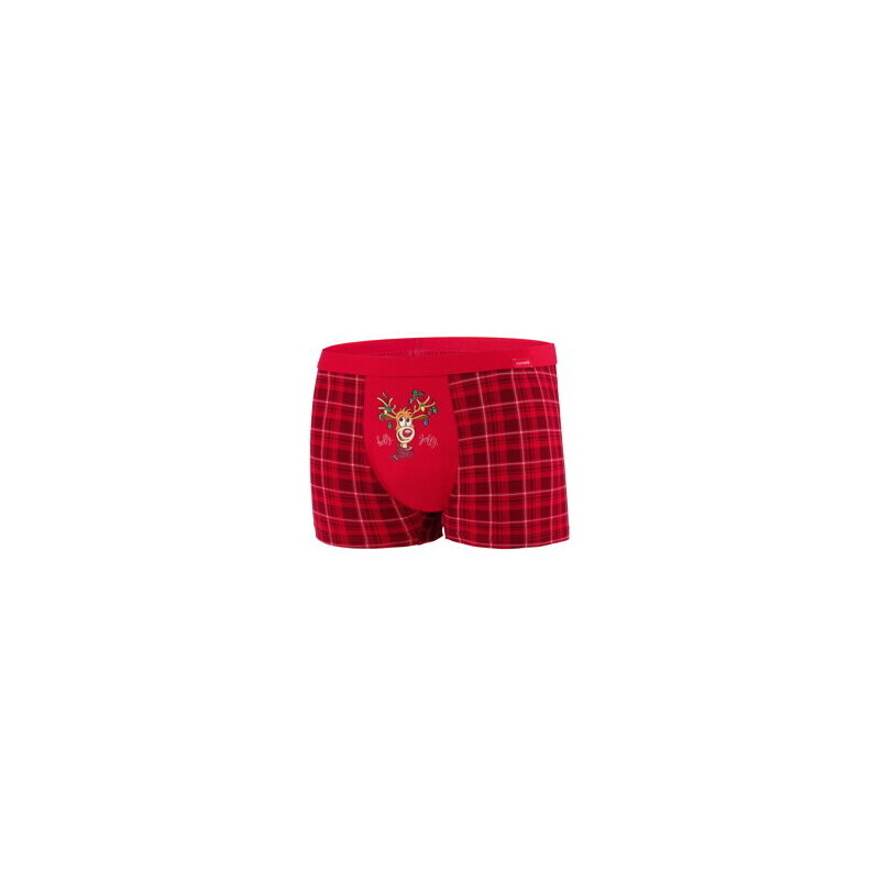Cornette Vianočné pánske bavlnené boxerky Rudolph 2 007/62 červené, Farba červená