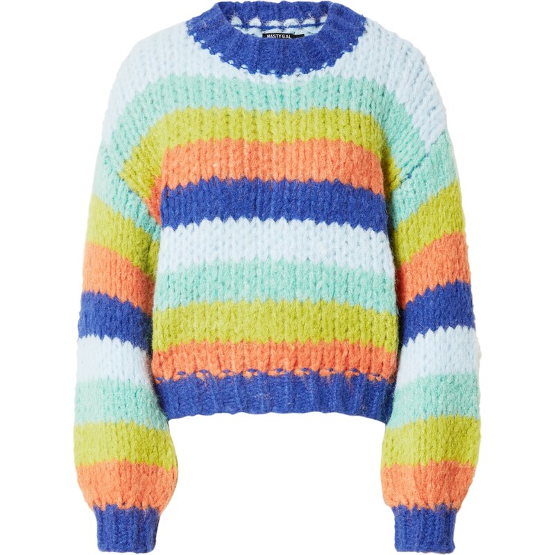 Nasty Gal Sveter modrá / svetlomodrá / svetlozelená / oranžová 66460201