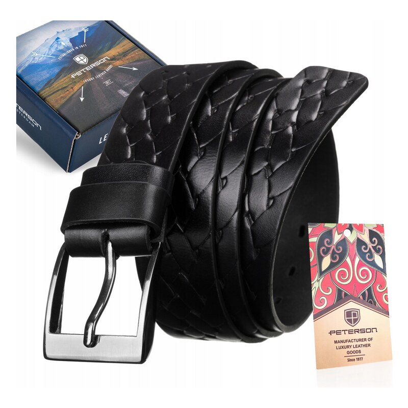 Klasický pánsky kožený opasok s kovovou prackou - Peterson 58385948