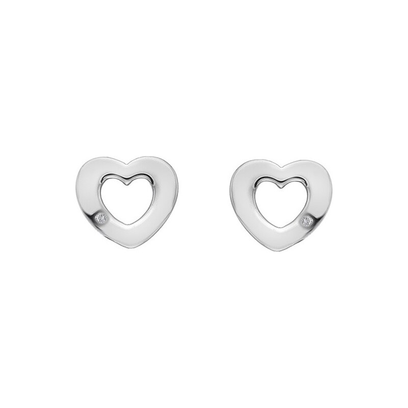 Hot Diamonds Strieborné srdiečkové náušnice s pravými diamantmi 66591551