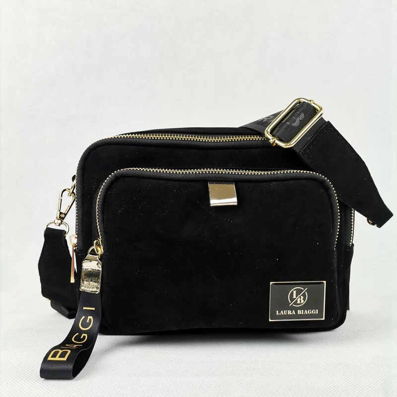 Semišová crossbody kabelka Laura Biaggi DX-JS-192-blackZAM