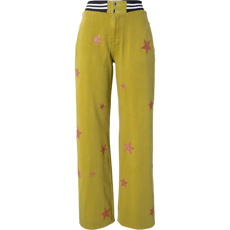 Nasty Gal Nohavice olivová / ružová / čierna / biela 63143524