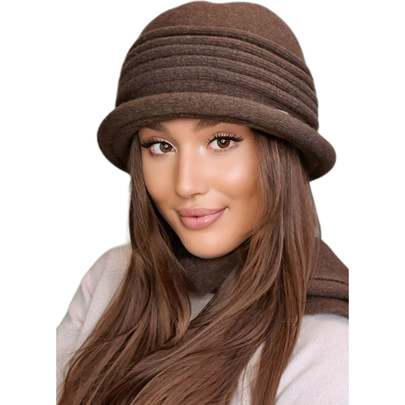 Kamea Hnedý elegantný dámsky luxusný klobúk na zimu Salerno, Farba hnedá