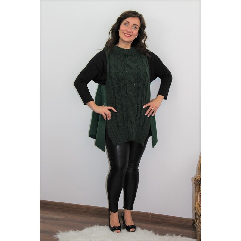 Taliansko Asymetrická pletená vesta - zelená