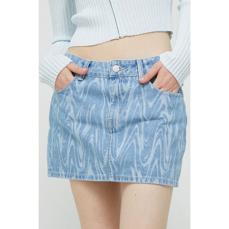 Rifľová sukňa Tommy Jeans mini, rovný strih