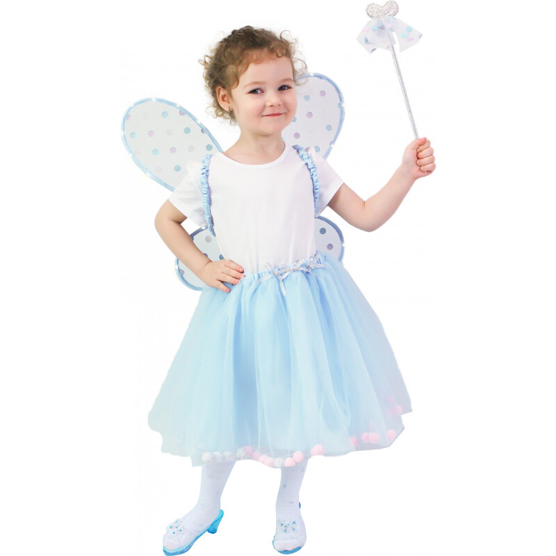 RAPPA Detský kostým tutu sukne víla Modrenka so svietiacimi krídlami e-obal