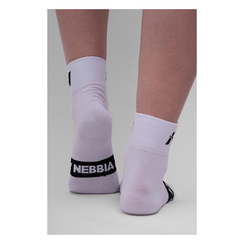 NEBBIA - Športové ponožky stredná dlĺžka UNISEX 128 (white)