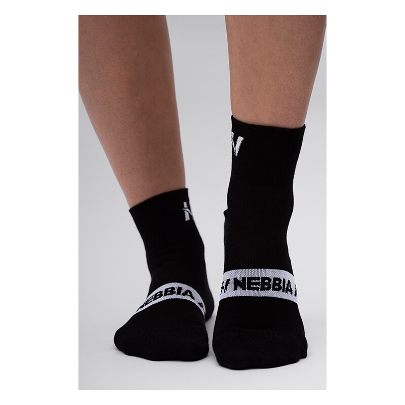 NEBBIA - Športové ponožky stredná dlĺžka UNISEX 128 (black)