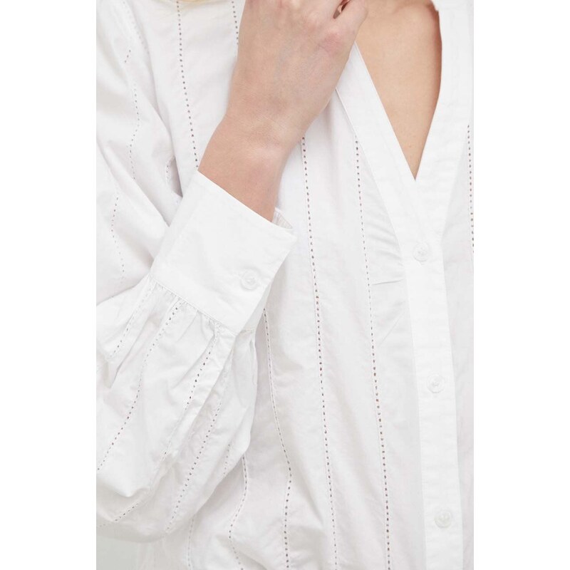 Bavlnená košeľa Tommy Hilfiger dámska, biela farba
