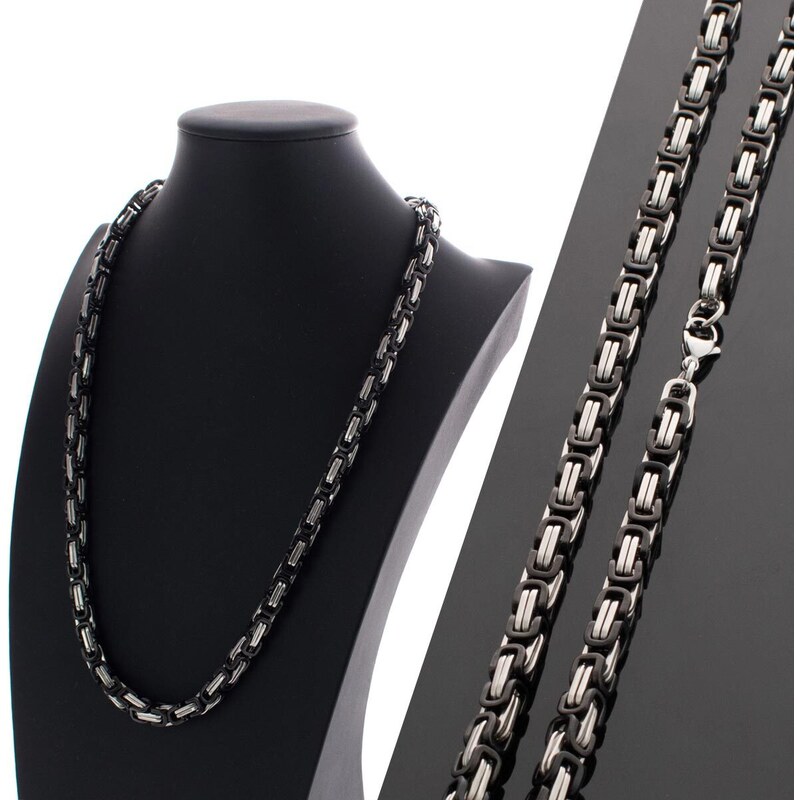 CITY STORM Hrubá čierno-strieborná retiazka - kráľovský vzor - 66888862