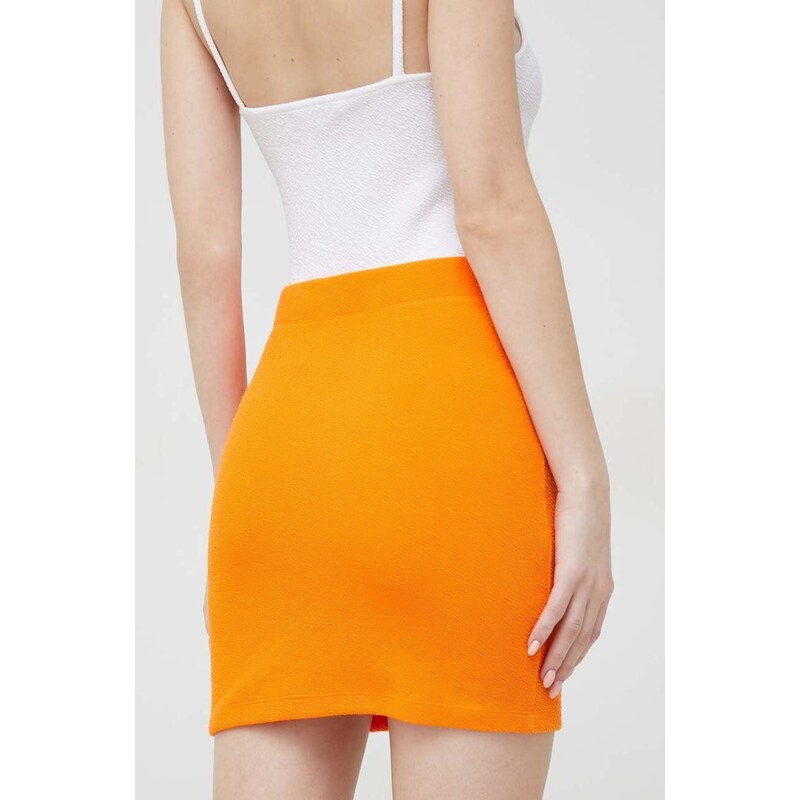 Sukňa Calvin Klein Jeans oranžová farba, mini, puzdrová