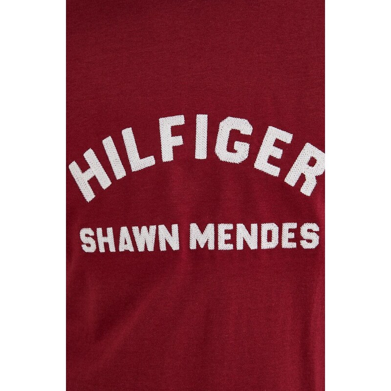 Tričko Tommy Hilfiger x Shawn Mendes pánske, bordová farba, s potlačou